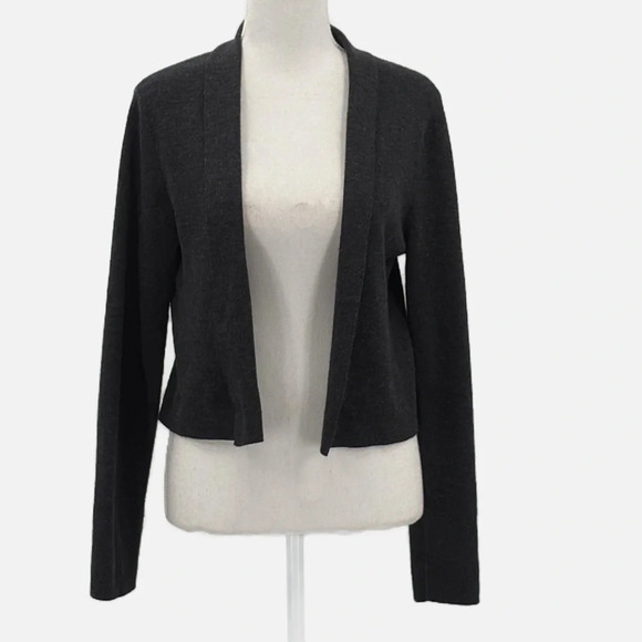 Eileen Fisher 100% Merino Wool Italian Yarn Open Front Cropped Cardigan - Medium - Picture 1 of 6